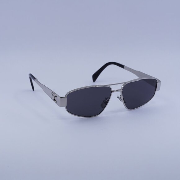 🕶️ New Celine CL40281U 16A Sunglasses - Shiny Palladium Frame, Smoke Lenses - Picture 4 of 11
